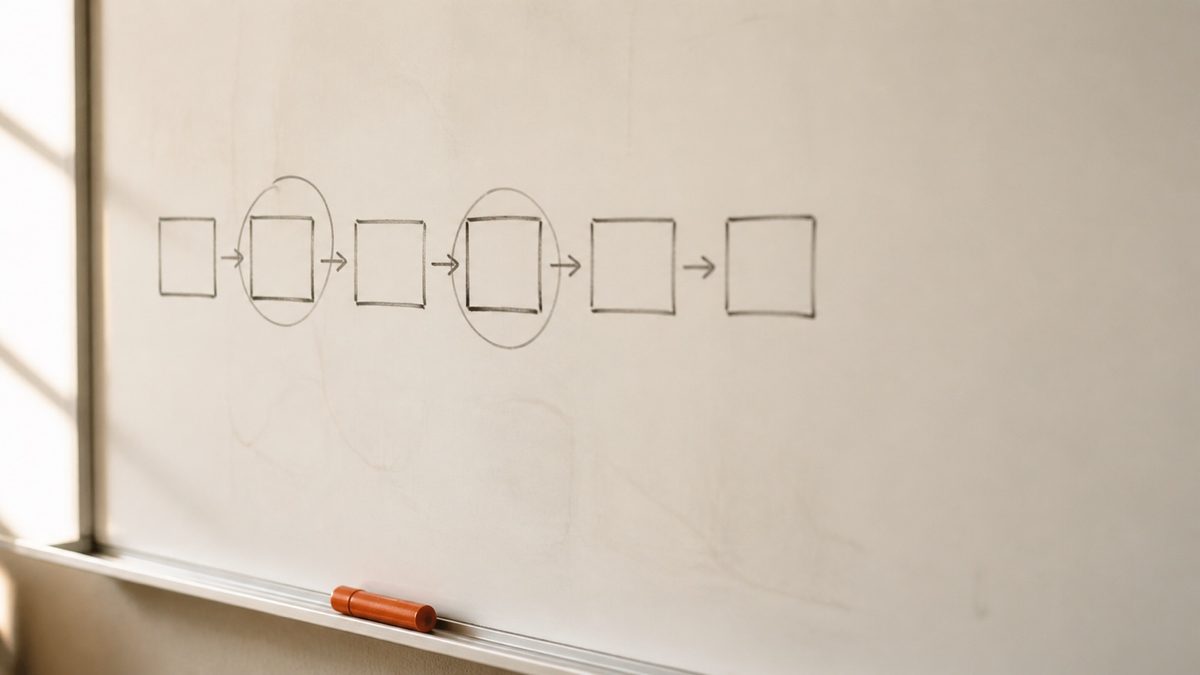 A strategy board with drawn arrows