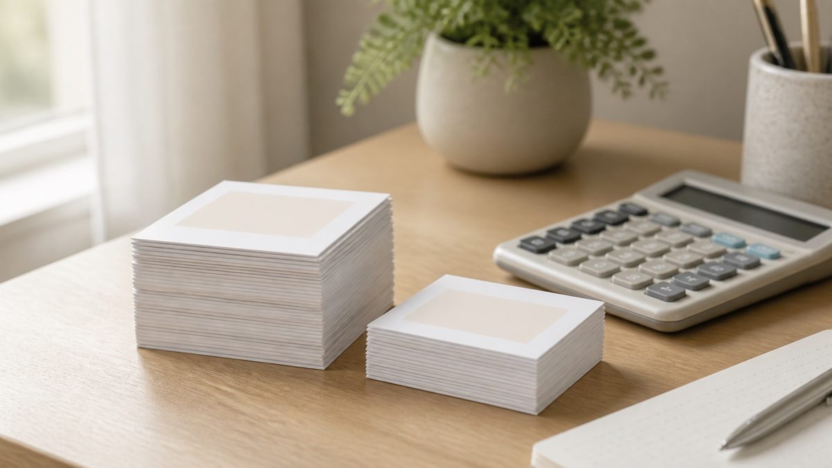 Two stacks of promo code cards beside a calculator